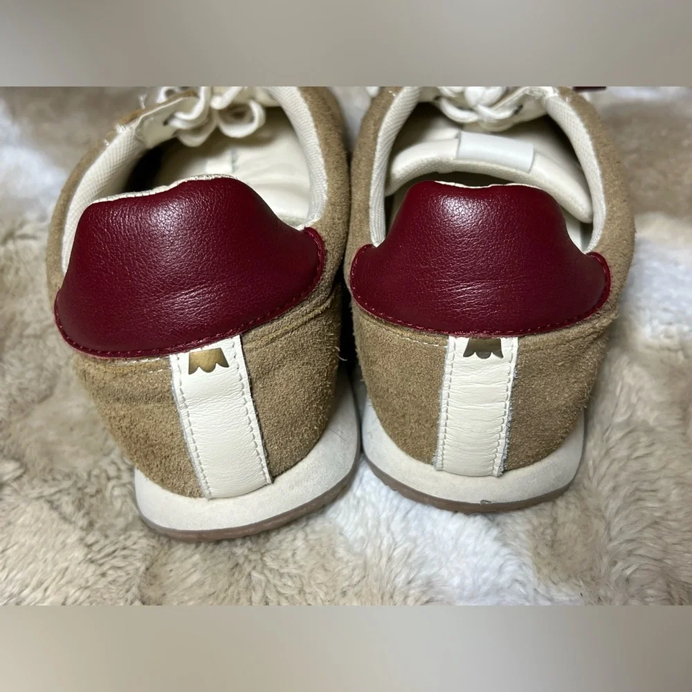 Birdies Suede Sneakers Tan Cream Burgundy Lace Up Comfort Casual Shoes, size 10 - Picture 9 of 10